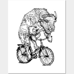 SEEMBO Bison Cycling Bicycle Cyclist Bicycling Biking Biker Bike Posters and Art